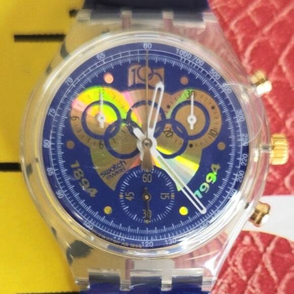 Swatch watch IOC 100 SCZ101 94 Olympic Specials Chronograph watch New Old stock - Picture 2 of 10